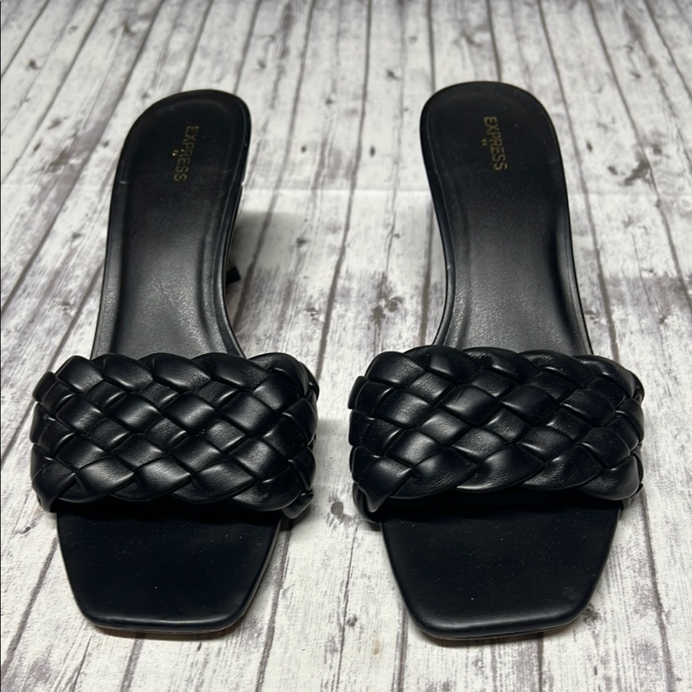 Express Black Woven heel Sandals